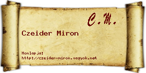 Czeider Miron névjegykártya